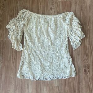 Elan White Laced Blouse Top